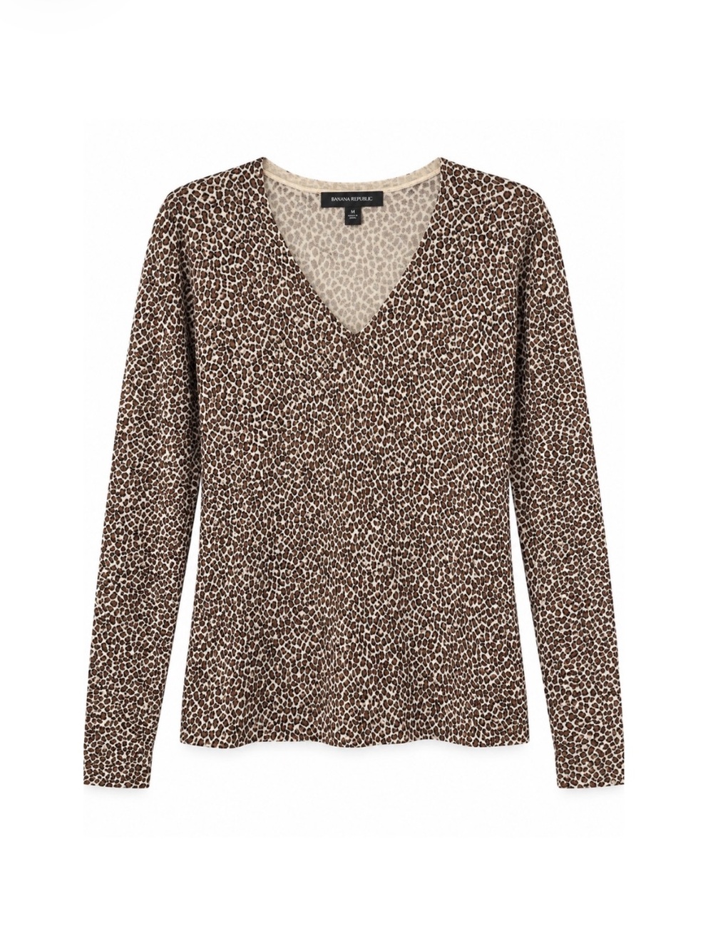 Banana Republic 100% Merino Wool Leopard V-Neck Sweater - Size M